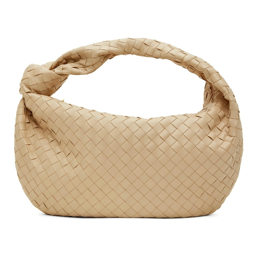 BOTTEGA VENETA Small Jodie Hobo Intrecciato-woven lambskin shoulder bag in beige